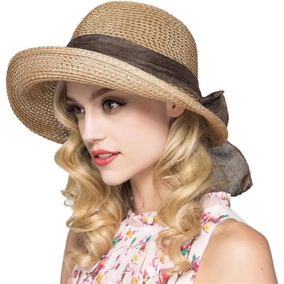 Women Floppy Sun Hats Fashionable Summer Wide Brim Cap BeachStraw Hat UV UPF50 - Picture 1 of 7